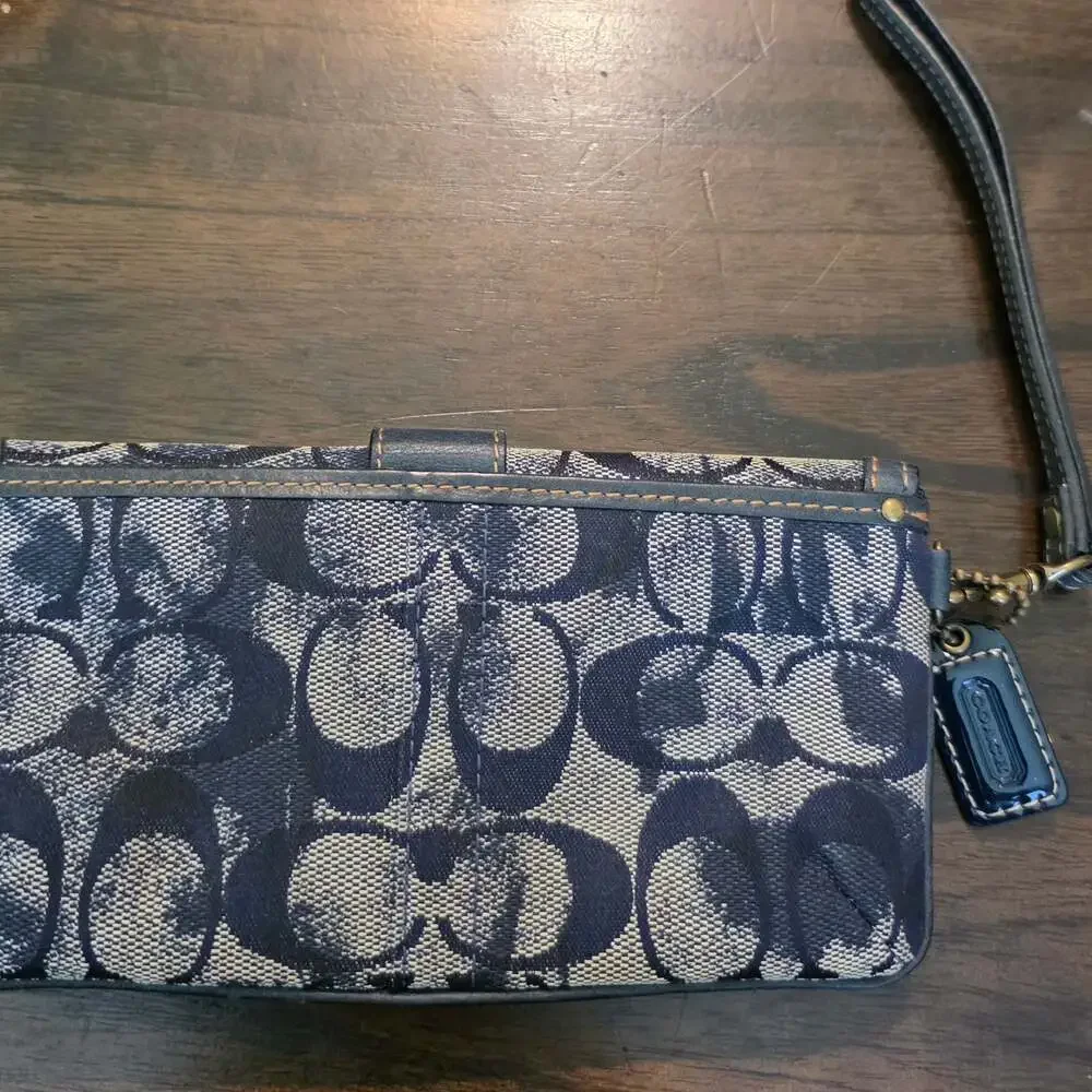 Coach Fall 2004 Special Edition Signature C Denim and Suede Buckle Wristlet